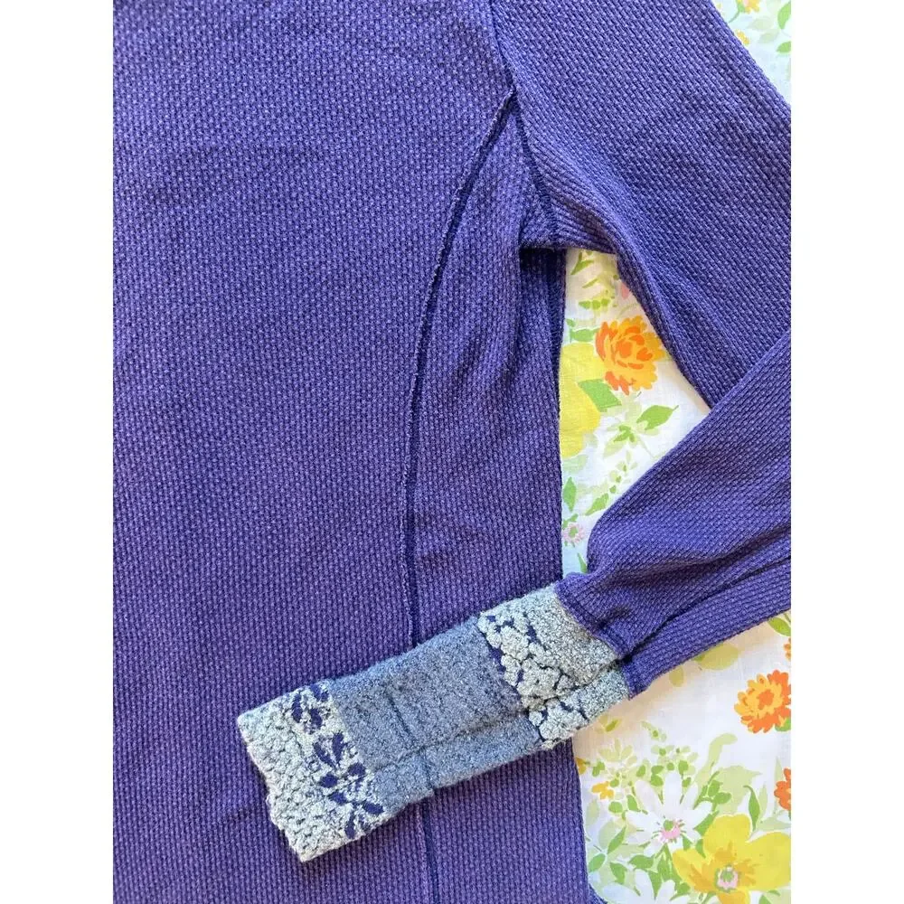 Free people indigo purple rosy cuff long sleeve tee